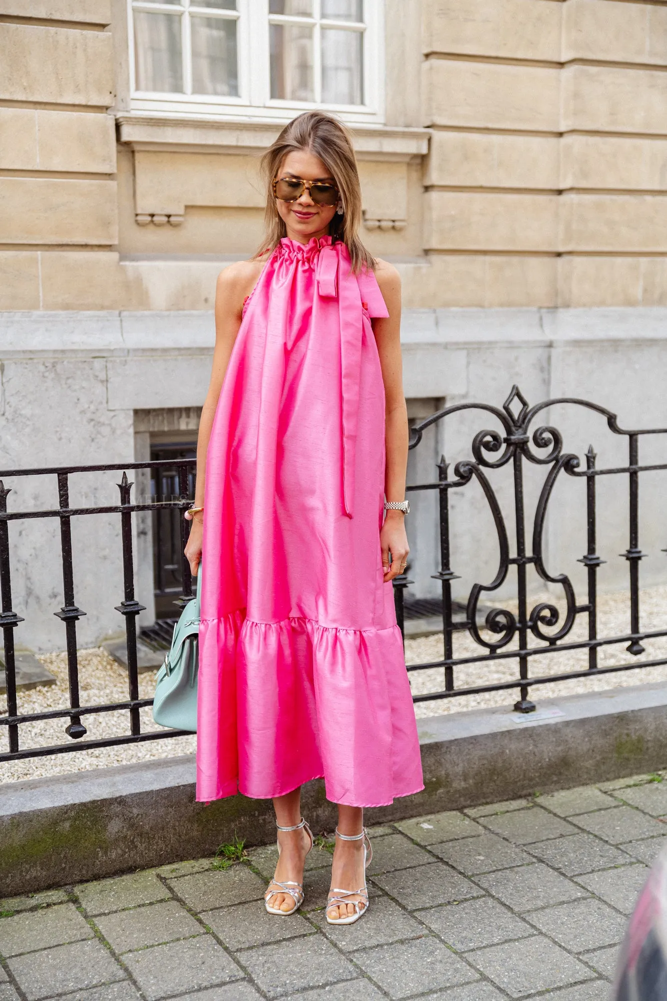 Ella halterneck maxi dress fuchsia