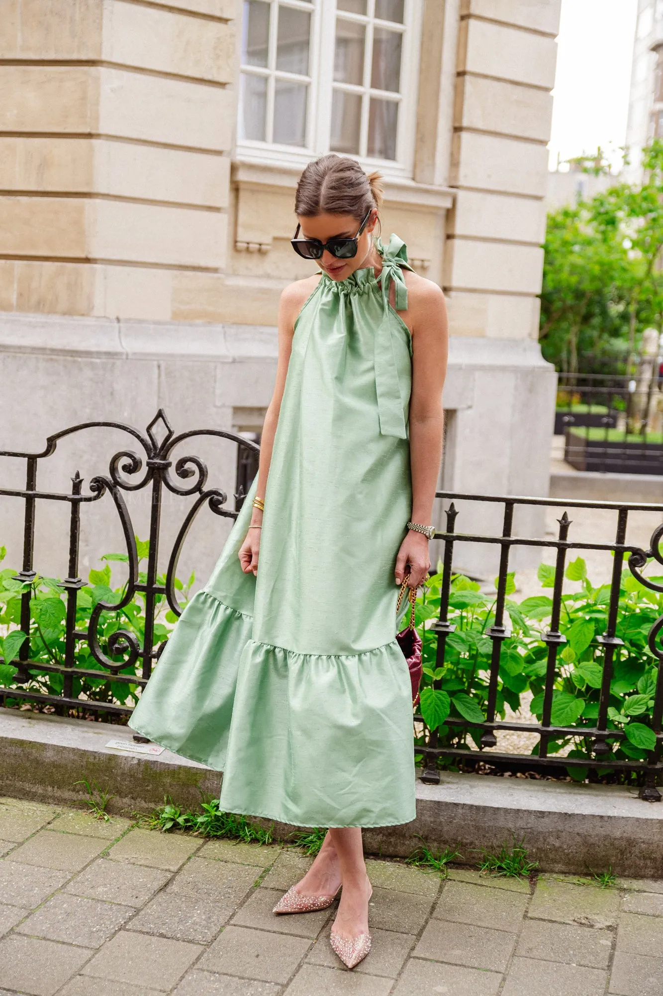 Ella halterneck maxi dress mint green