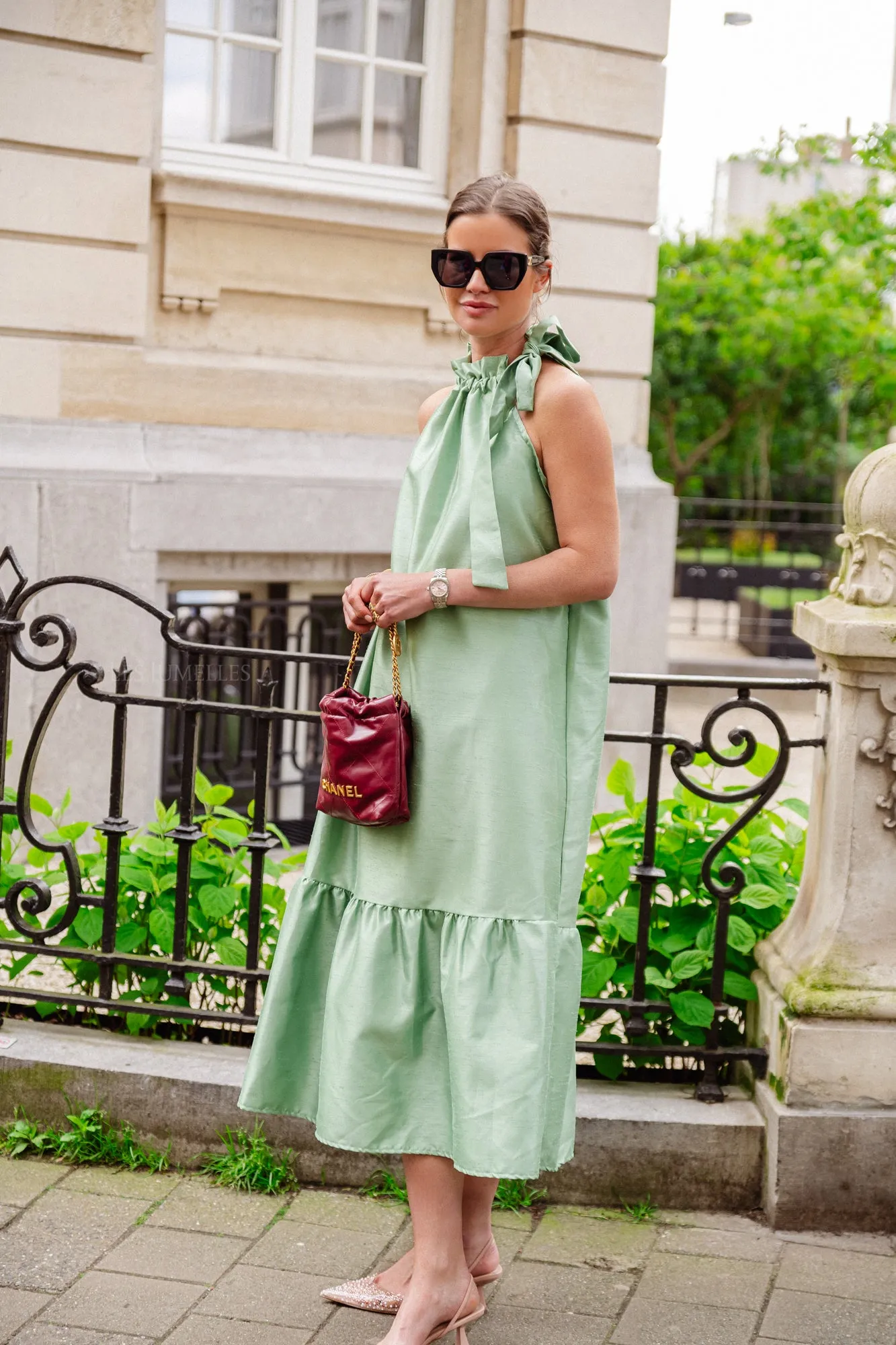 Ella halterneck maxi dress mint green