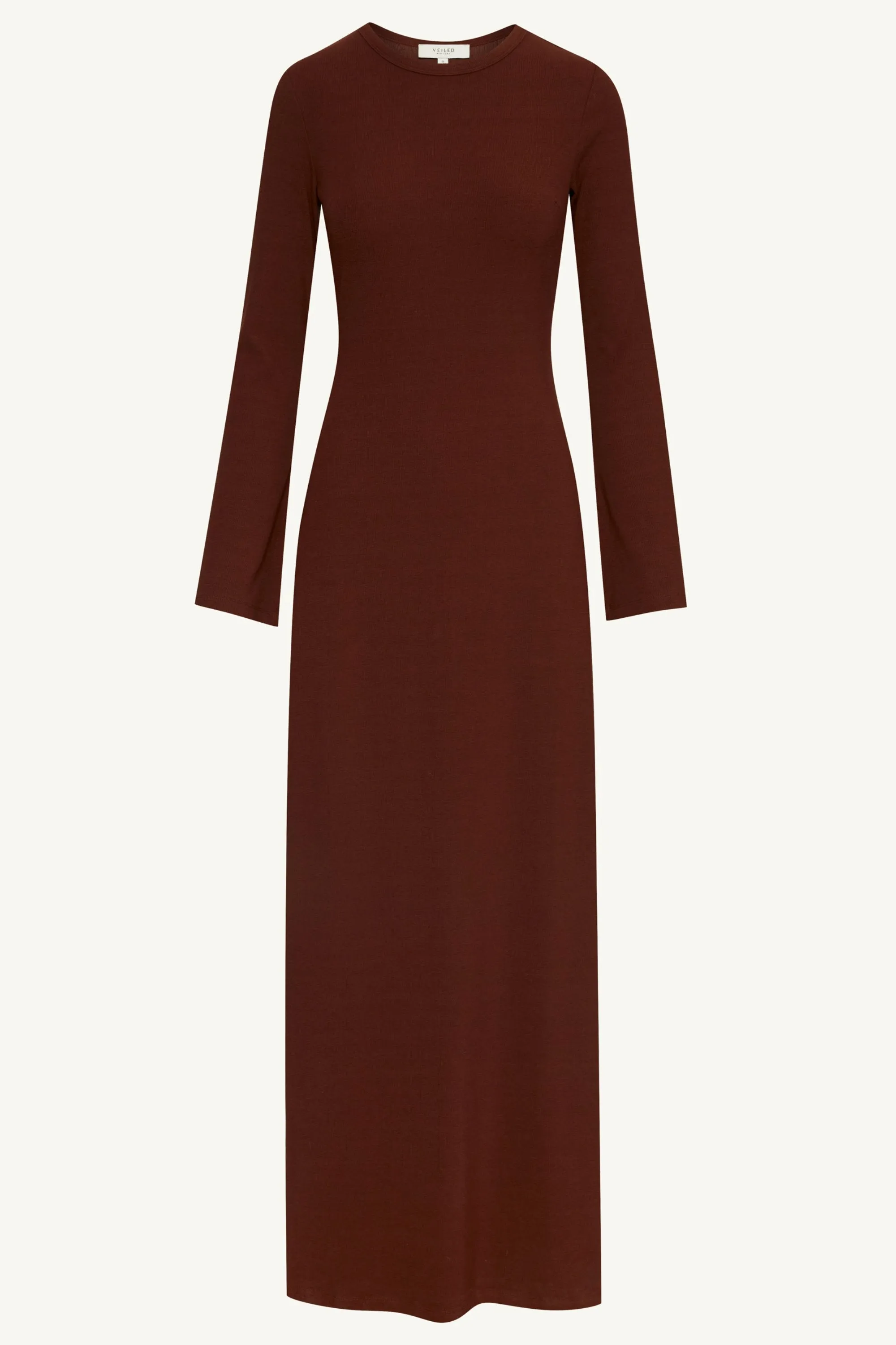 Ella Ribbed Split Cuff Maxi Dress - Chocolate