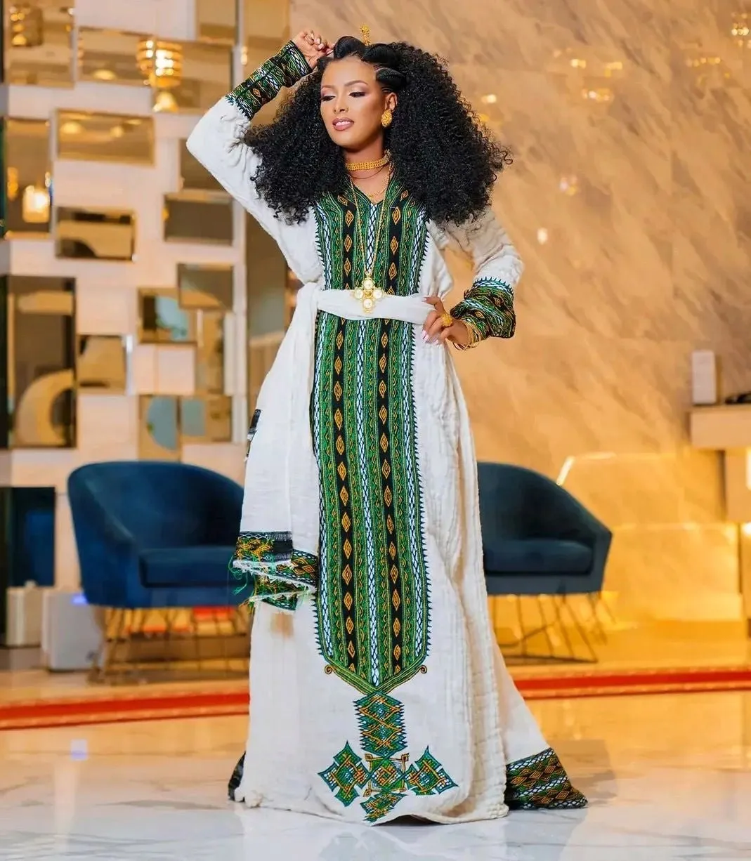 Enchanting Green Habesha Cultural Dress Habesha Kemis Ethiopian Dress Style Traditional Habesha Libs