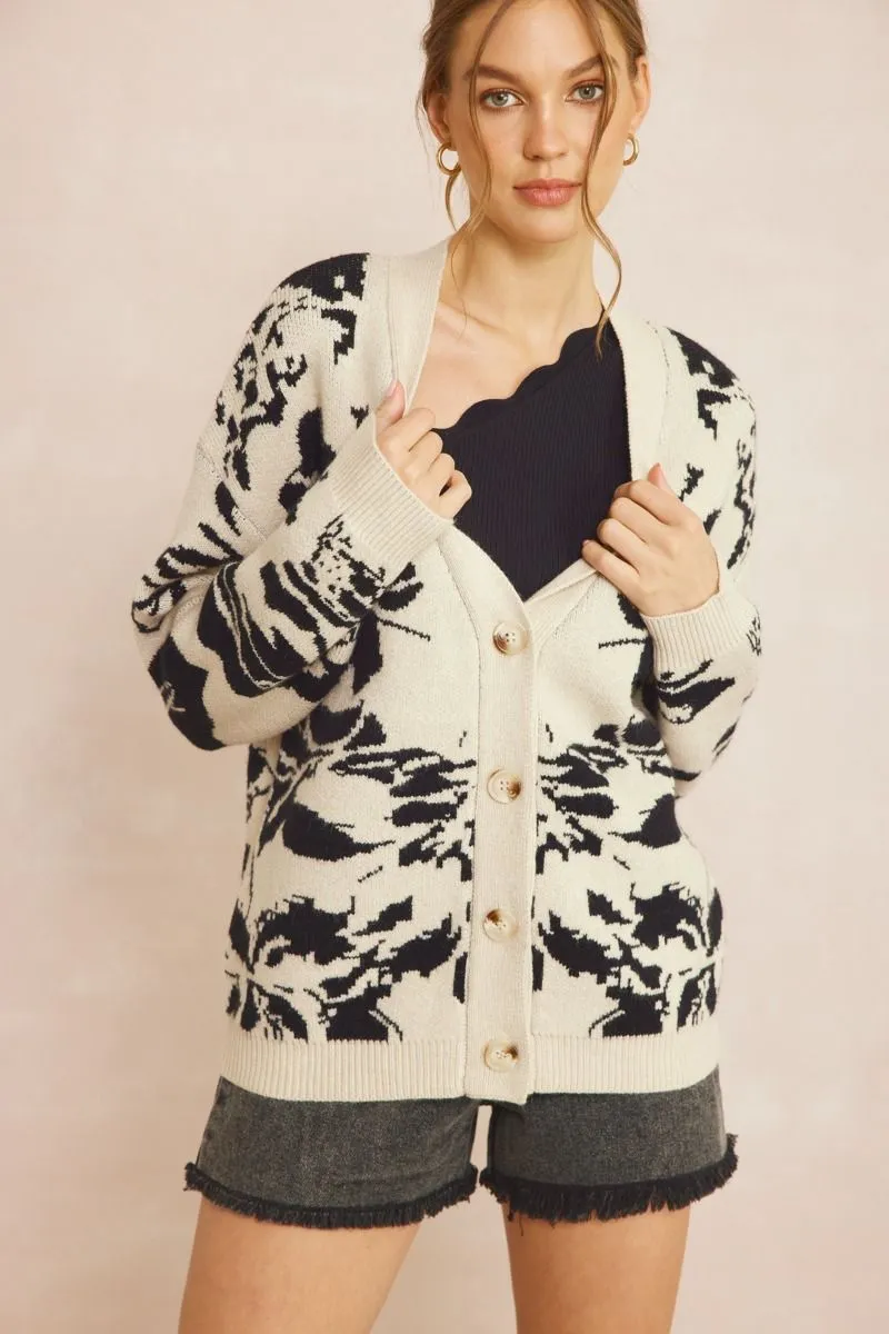 Entro Printed Long Sleeve Cardigan