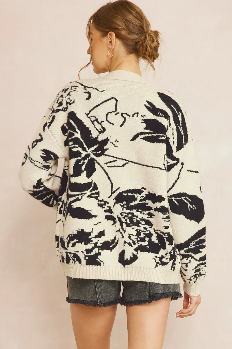 Entro Printed Long Sleeve Cardigan