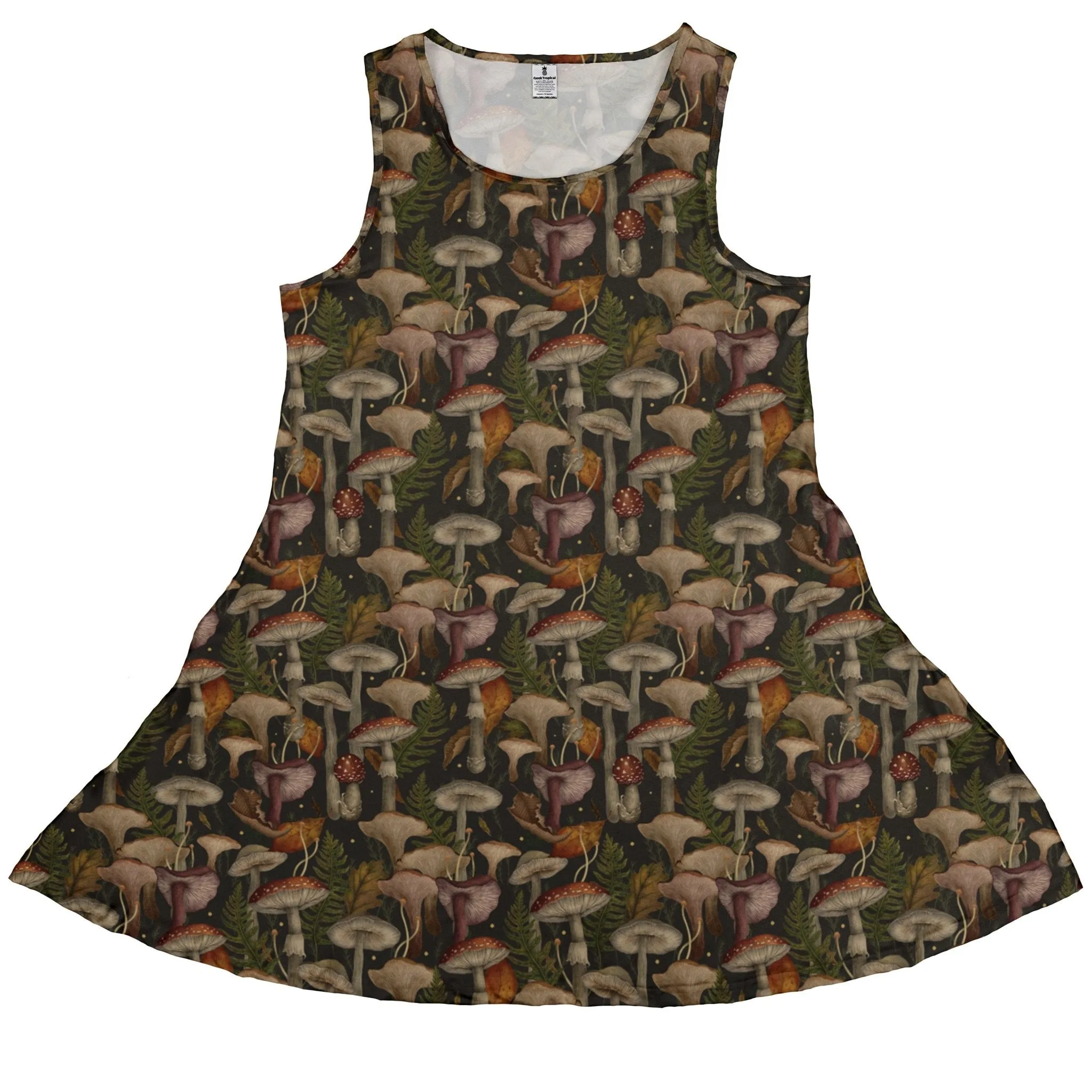 Episodic Autumn Mushroom Collage Dress