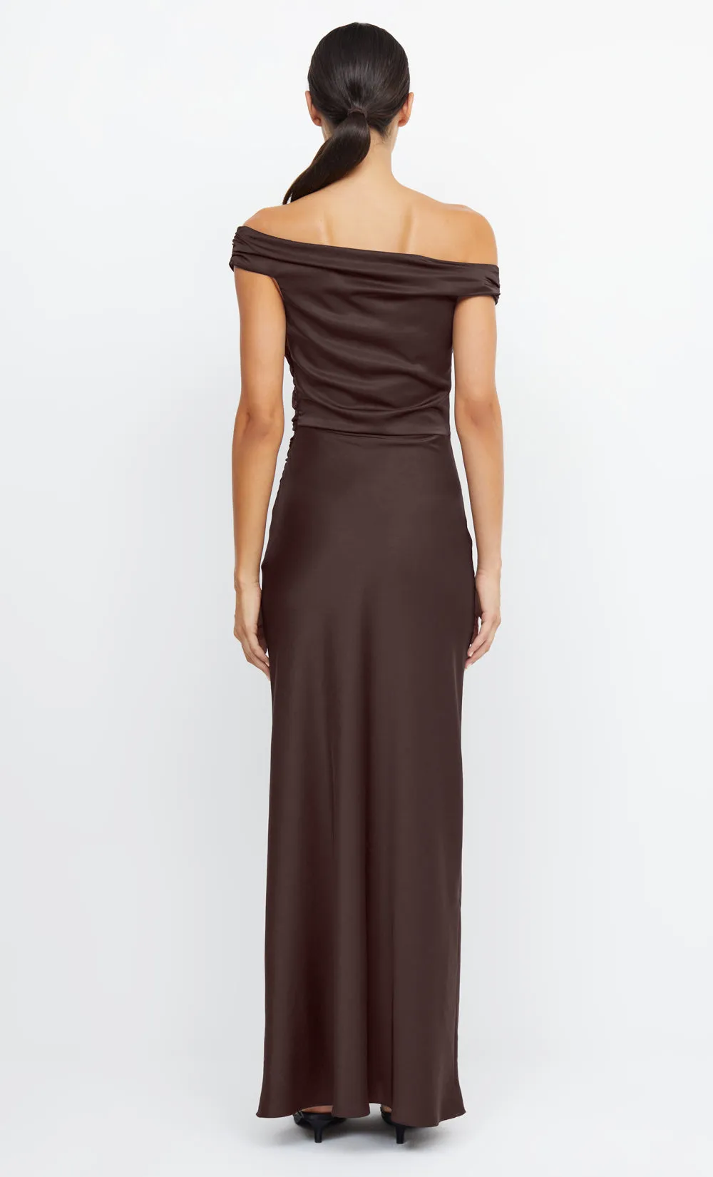 ETERNITY OFF SHOULDER MAXI - DARK CHOCOLATE