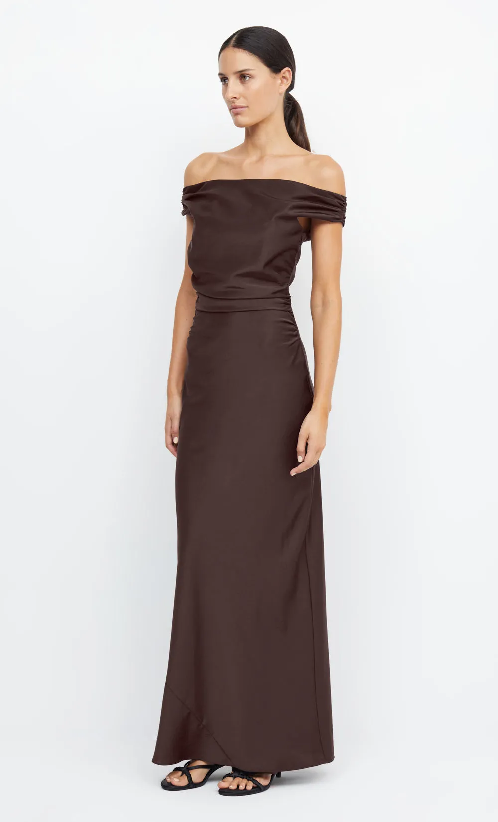 ETERNITY OFF SHOULDER MAXI - DARK CHOCOLATE