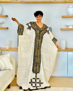 Ethereal Beauty of Traditional Ethiopian Dress: With Intricate Handcrafted Embroidery Habesha Dress