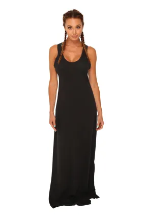 fabulous people solid eco-jersey racerback maxi dress (black)