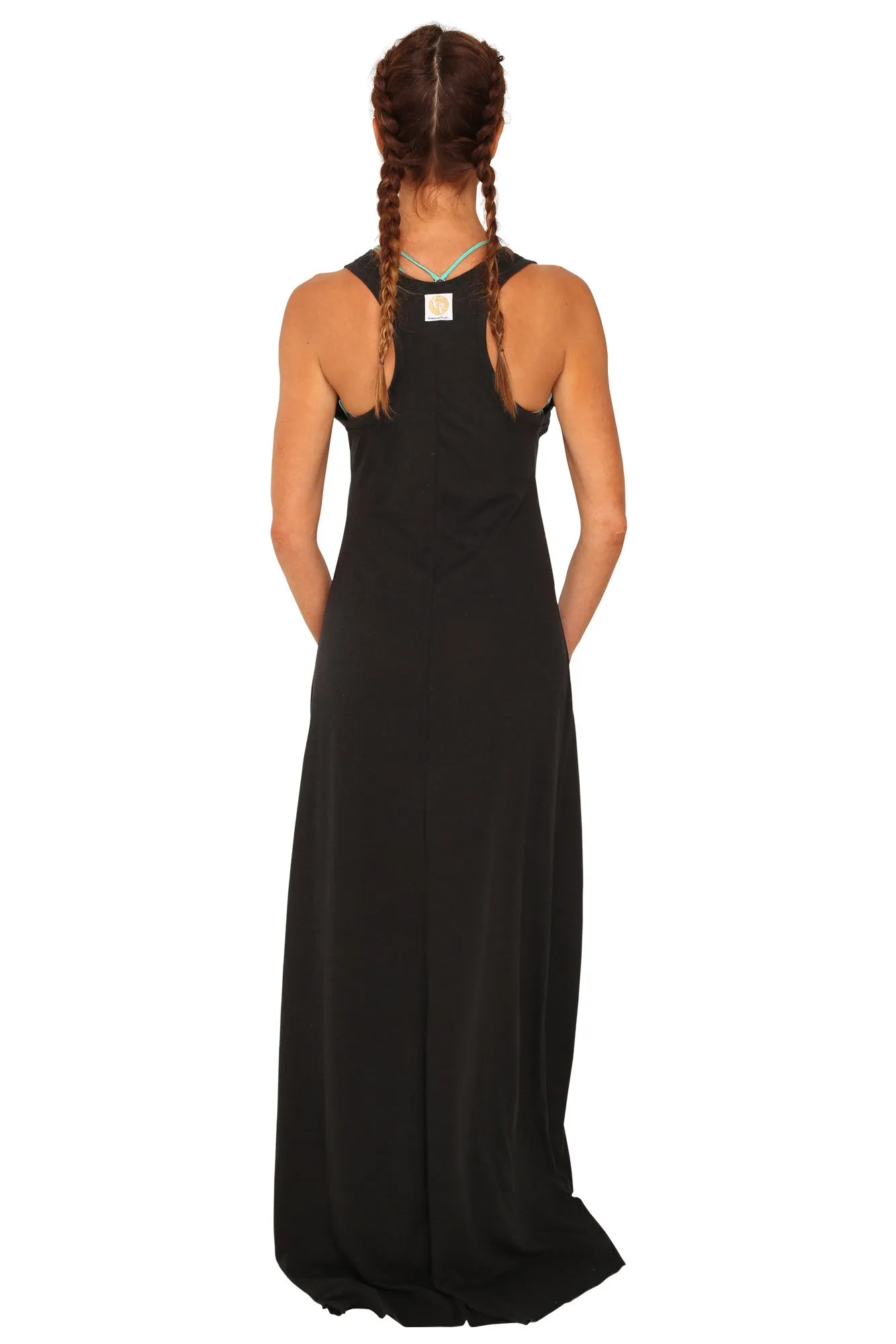 fabulous people solid eco-jersey racerback maxi dress (black)