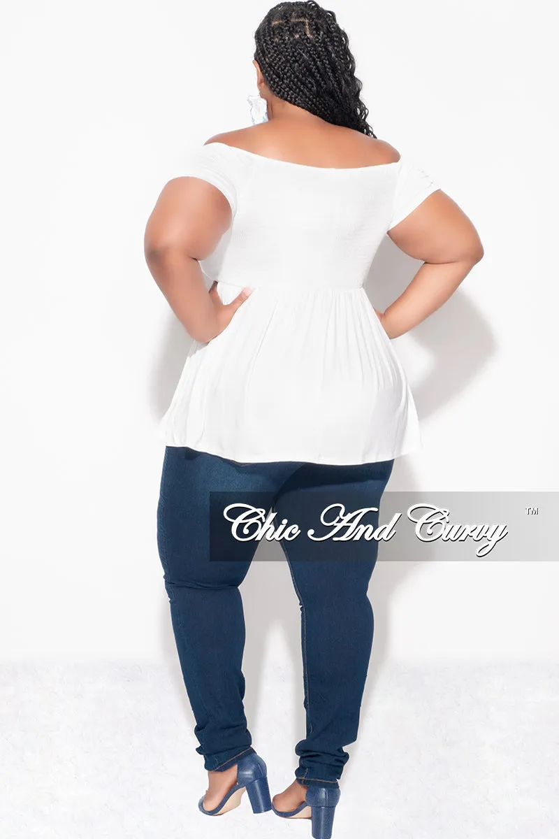 Final Sale Plus Size Smocked BabyDoll Top in White