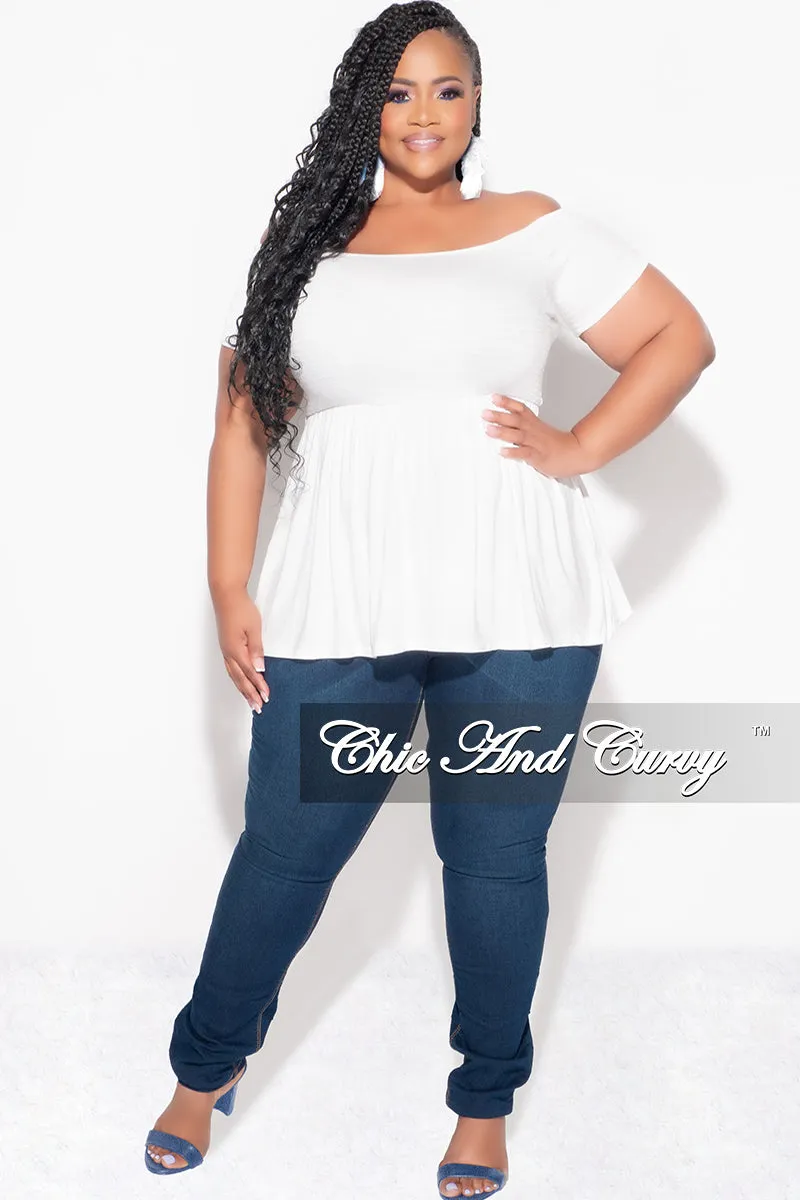 Final Sale Plus Size Smocked BabyDoll Top in White