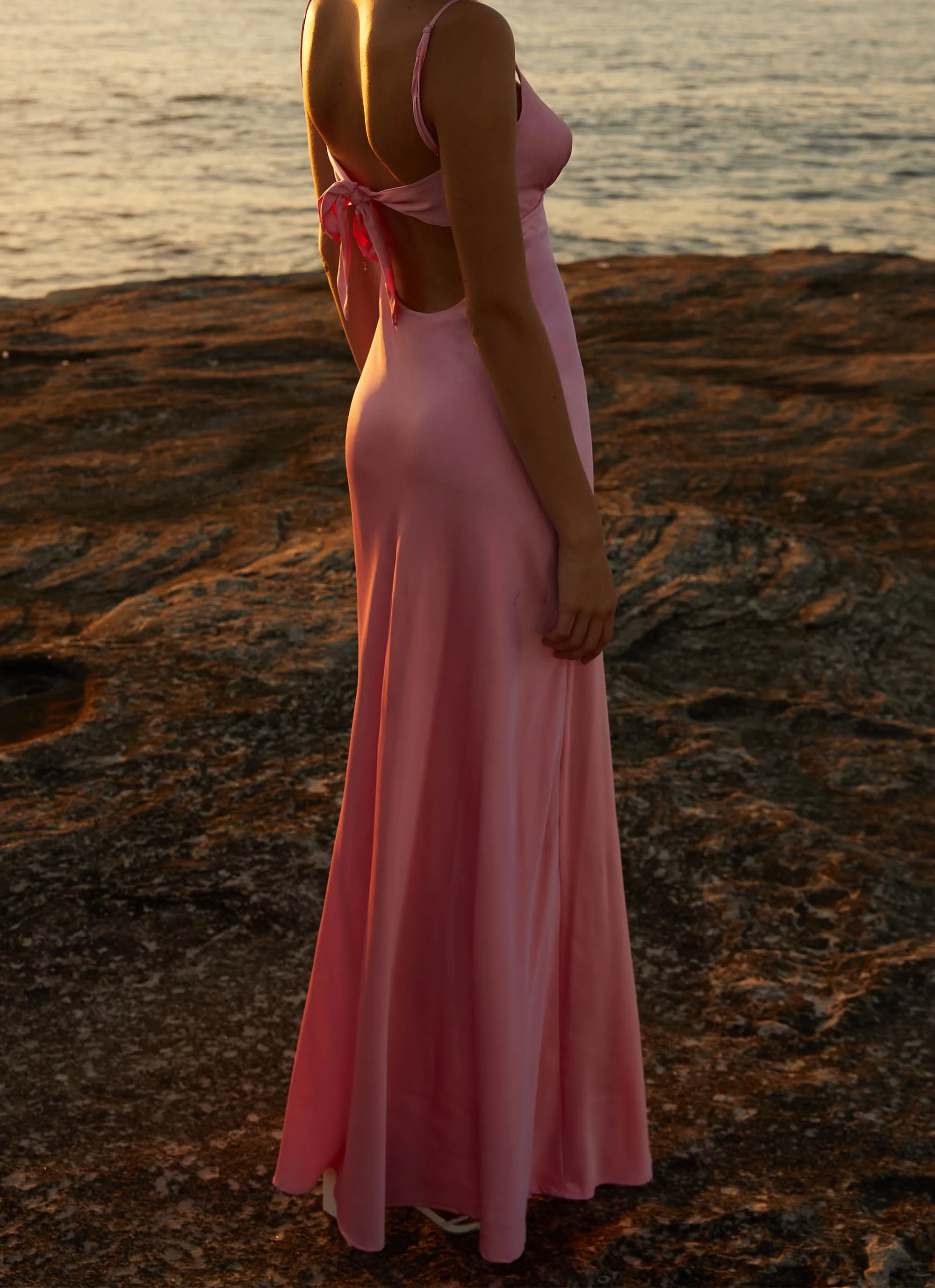 Flora Satin Maxi Dress - Candy