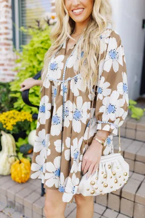 Friendly Florals Dress - Brown