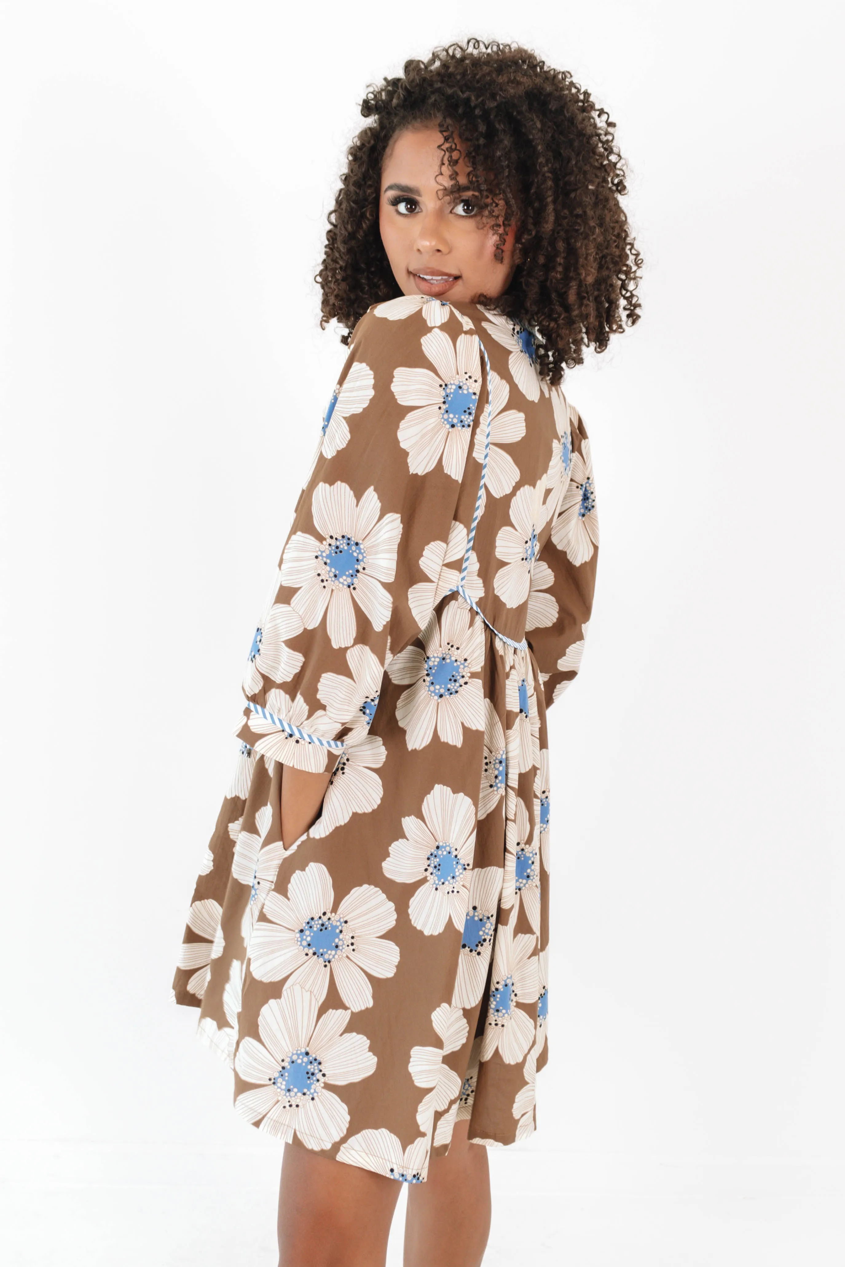 Friendly Florals Dress - Brown