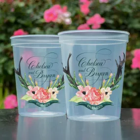 Full Color Antler Crest Stadium Cups