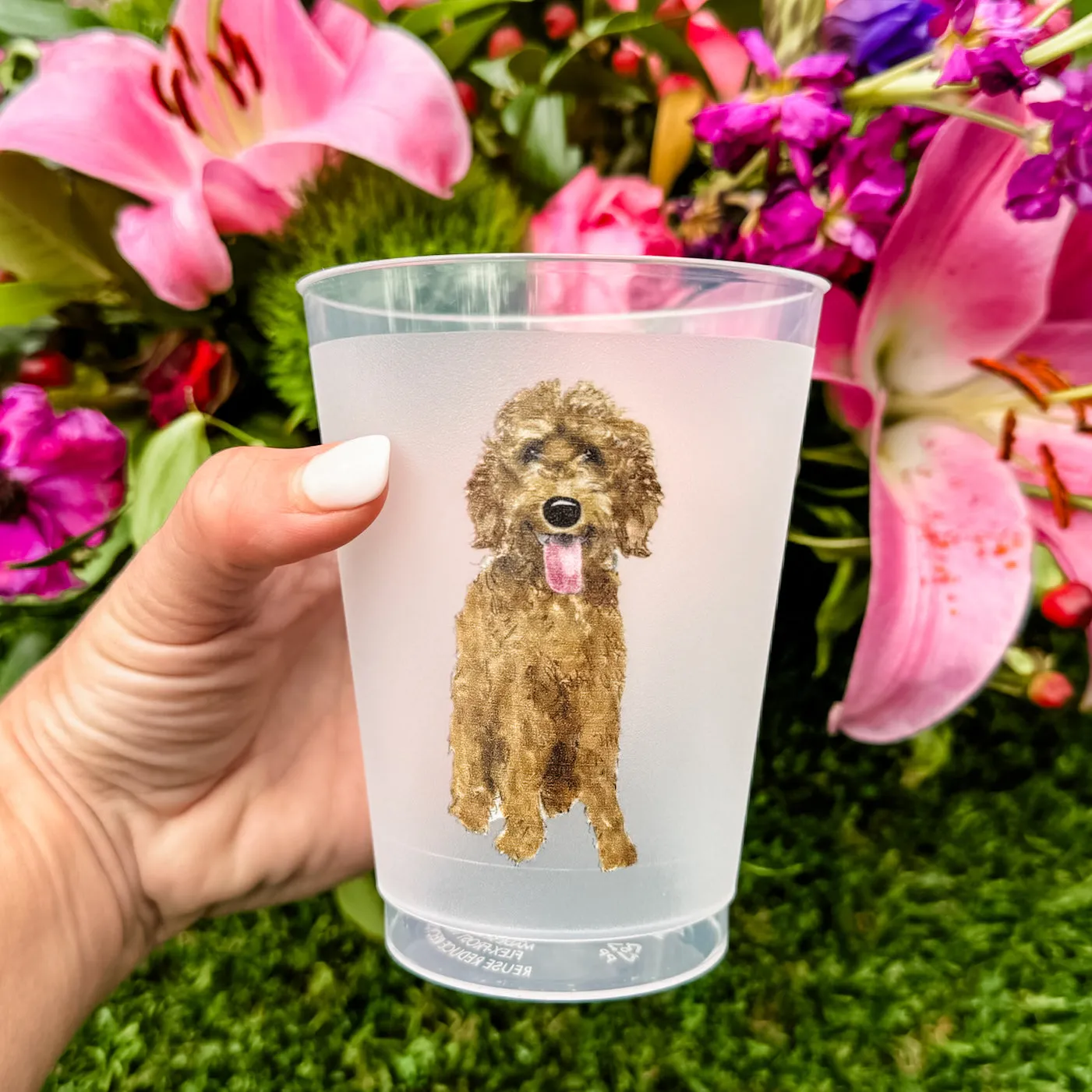 Full Color Custom Goldendoodle Art Frosted Cups