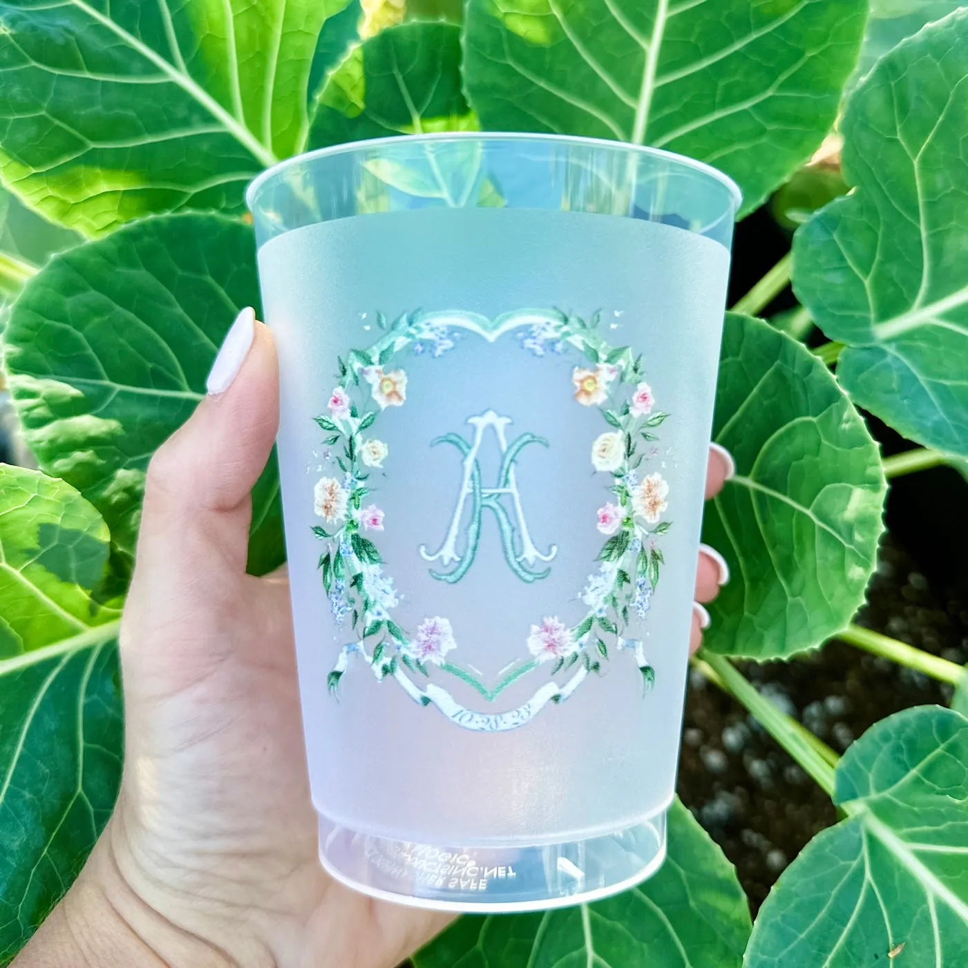 Full Color Floral Monogrammed Shatterproof Cups