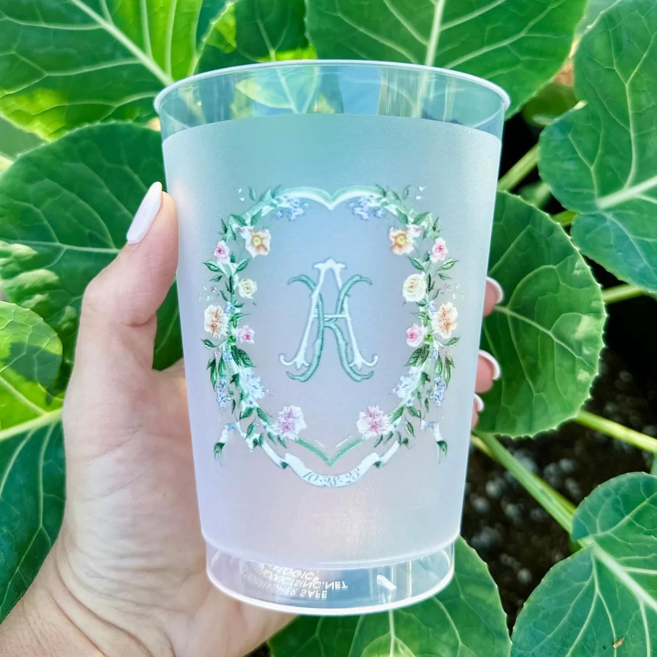 Full Color Floral Monogrammed Shatterproof Cups