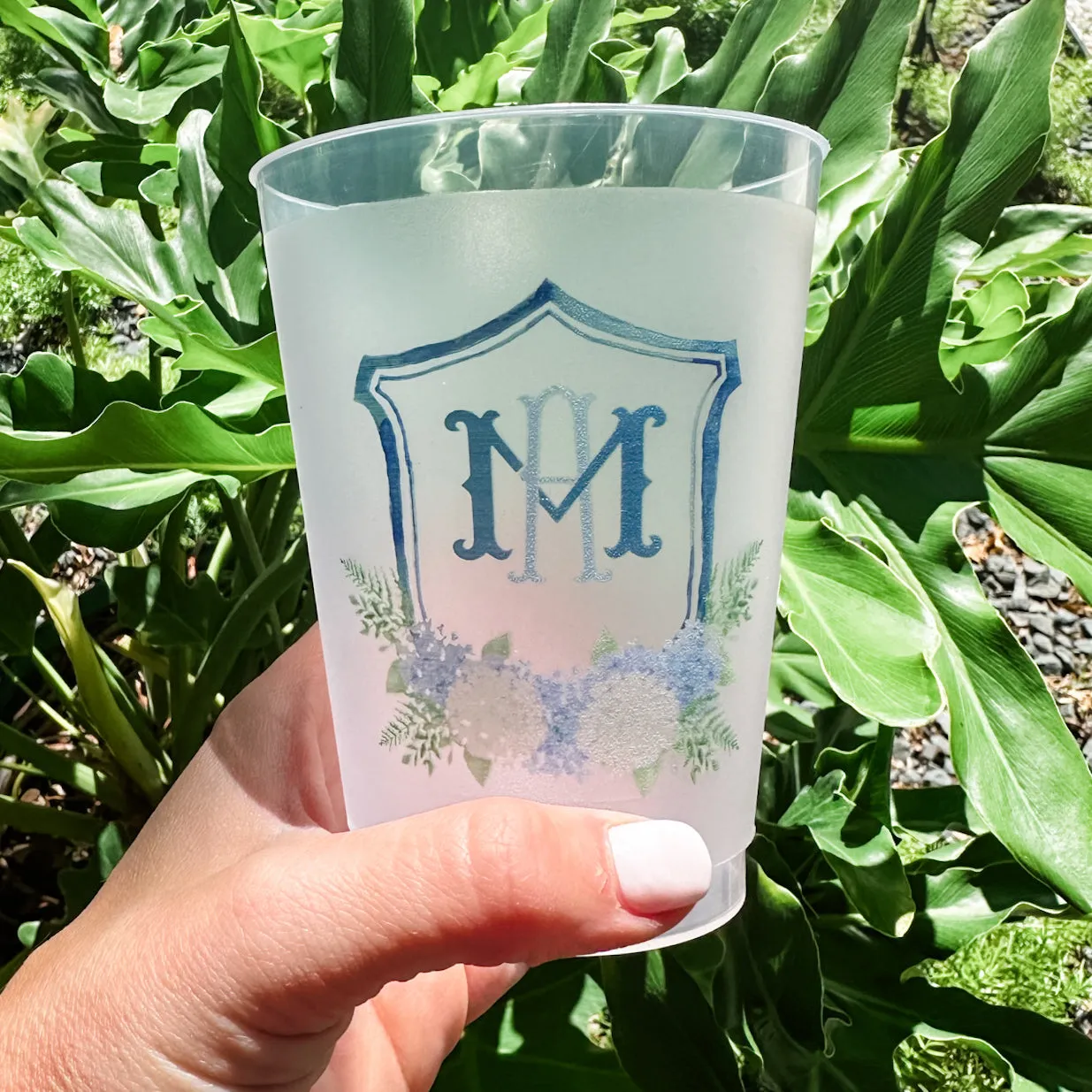 Full Color Hydrangea Crest Shatterproof Cups