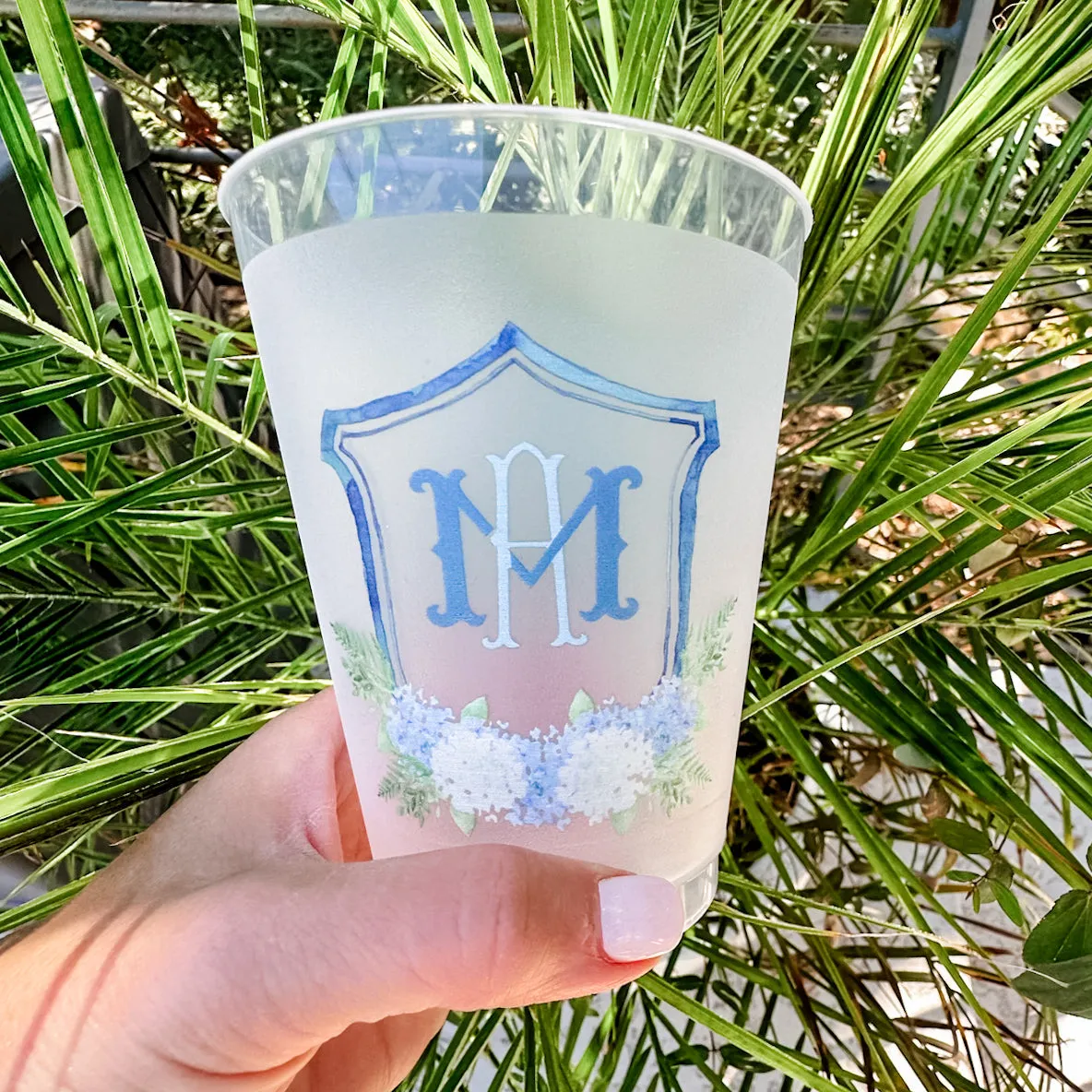 Full Color Hydrangea Crest Shatterproof Cups