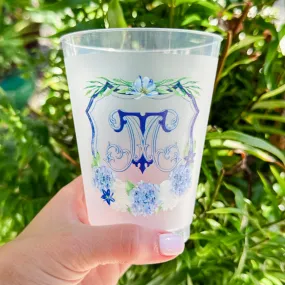 Full Color Hydrangea Floral Crest Shatterproof Cups