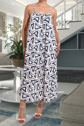 Geo Print Strappy Maxi Dress