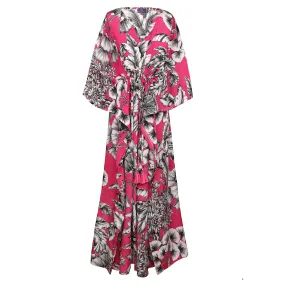 Giardino Azalea Italian Silk Maxi Kaftan