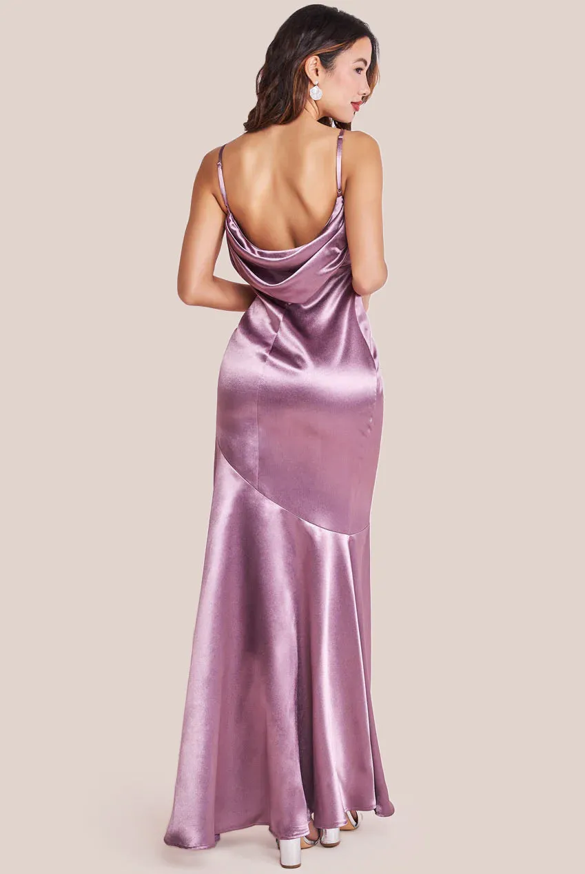 Goddiva Cowl Back Satin Maxi Dress - Rosepink