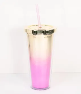 Gold & Pink Metallic Ombre Tumbler Cup