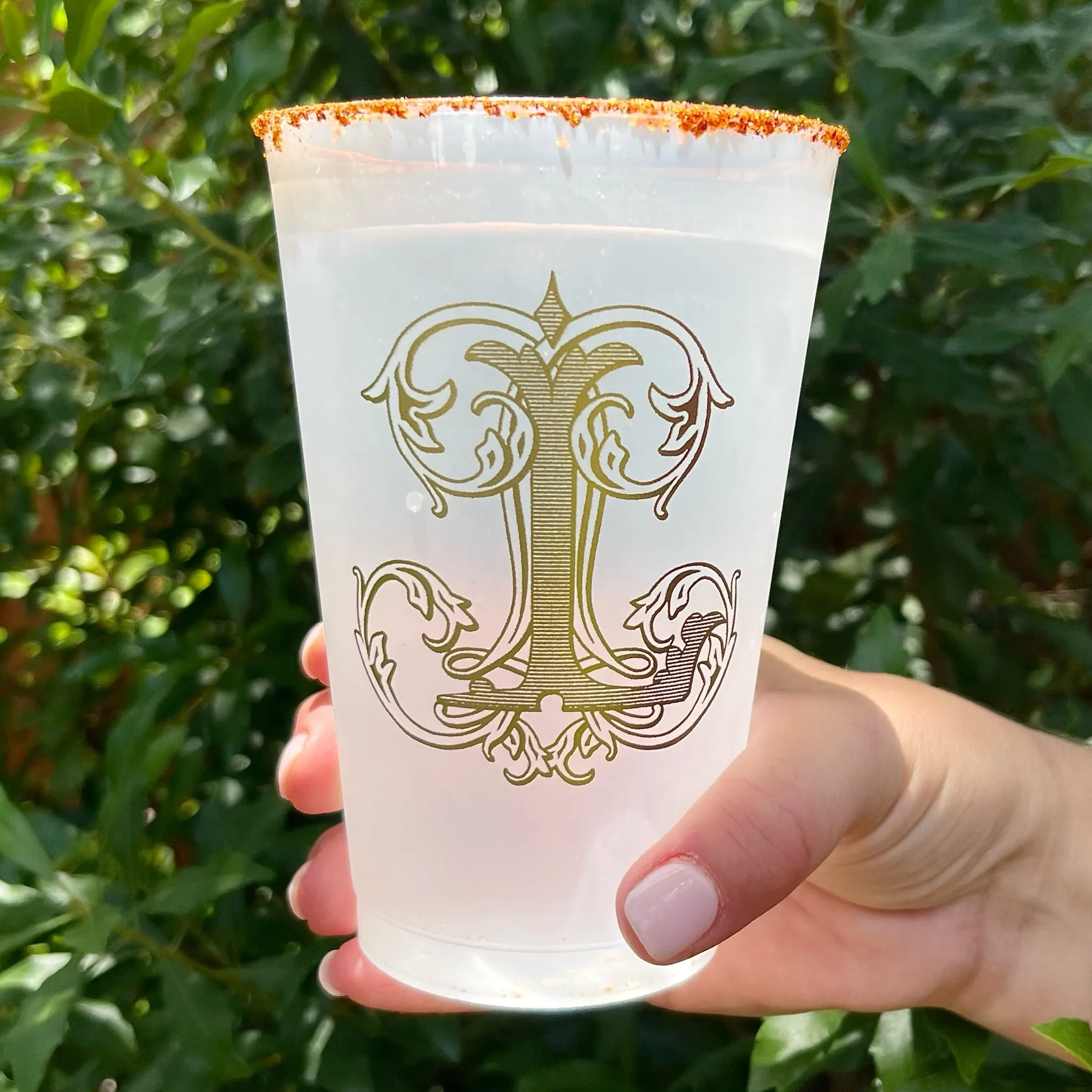 Gold Monogram Shatterproof Wedding Cups