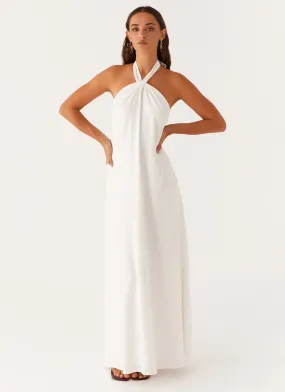 Golden Child Linen Maxi Dress - White