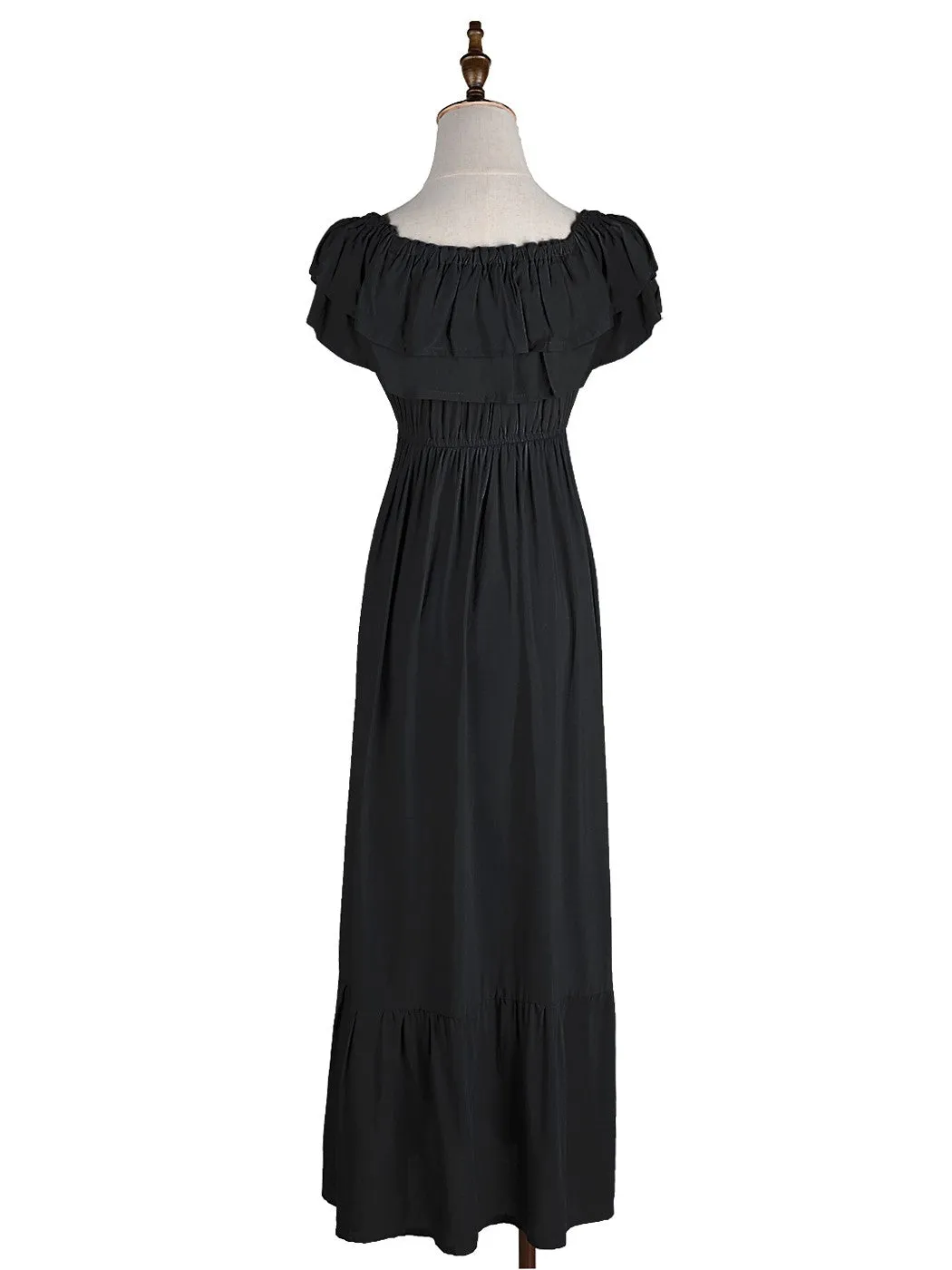 Grecian Ruffle Stretch Maxi Long Dress