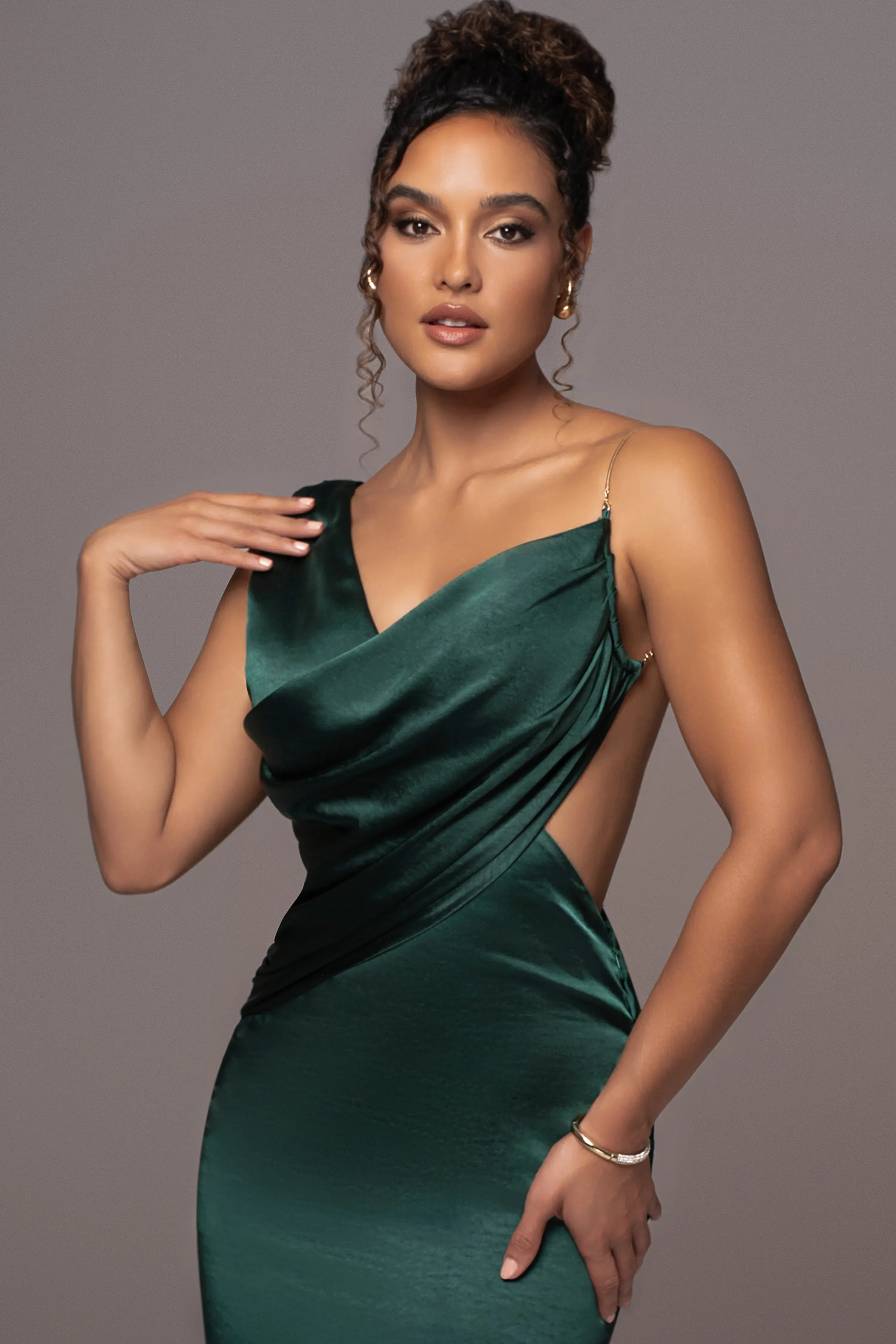 Green Satin Belle Maxi Dress