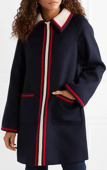 Grosgrain-Trimmed Wool Coat