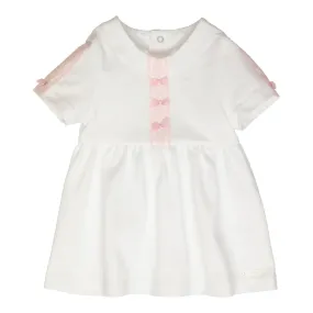 GYMP - White baby dress with pink lace detail