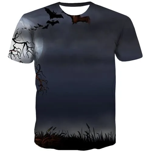 Halloween T-shirt Men Moon T-shirts 3d Tree Tshirt Anime Bat Shirt Print Gothic Tshirts Casual Short Sleeve summer Unisex Tops