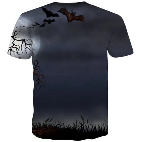 Halloween T-shirt Men Moon T-shirts 3d Tree Tshirt Anime Bat Shirt Print Gothic Tshirts Casual Short Sleeve summer Unisex Tops