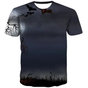 Halloween T-shirt Men Moon T-shirts 3d Tree Tshirt Anime Bat Shirt Print Gothic Tshirts Casual Short Sleeve summer Unisex Tops