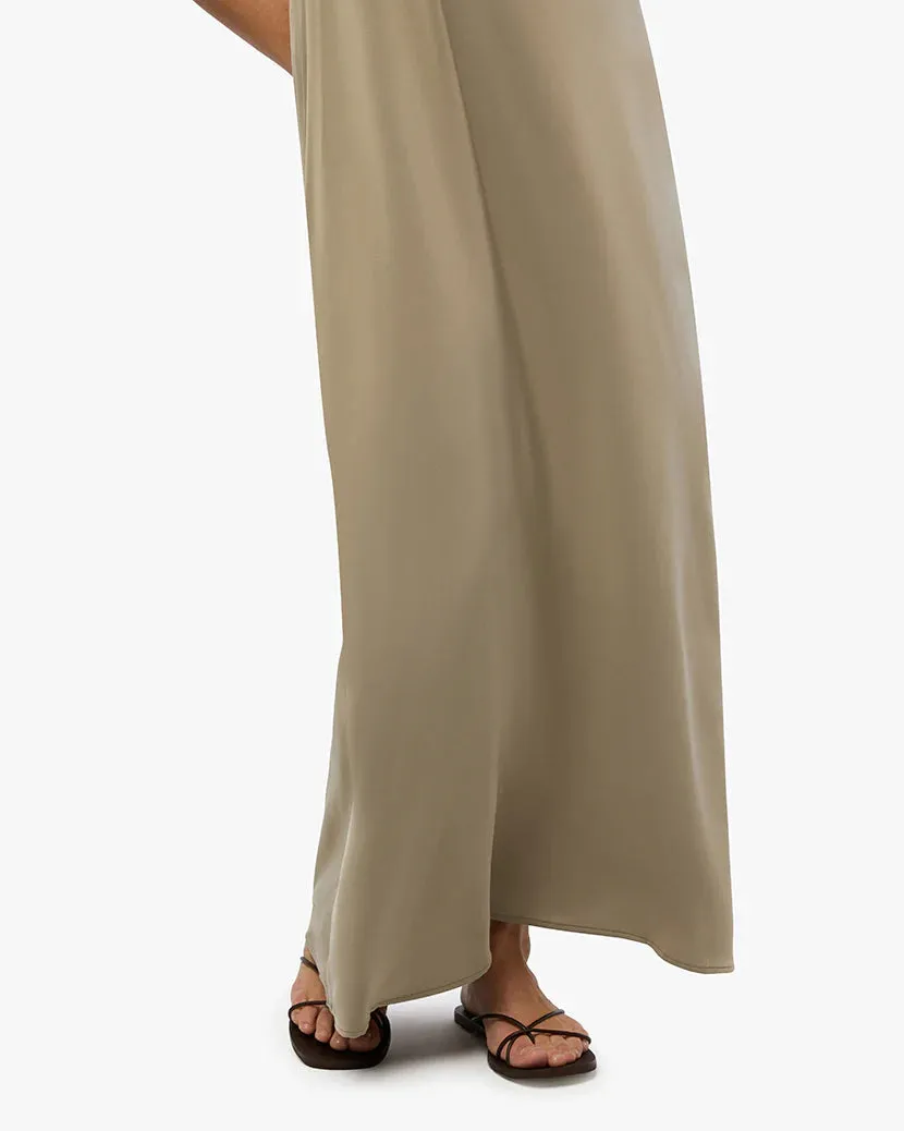 Halter Deep V Maxi Plaza Taupe