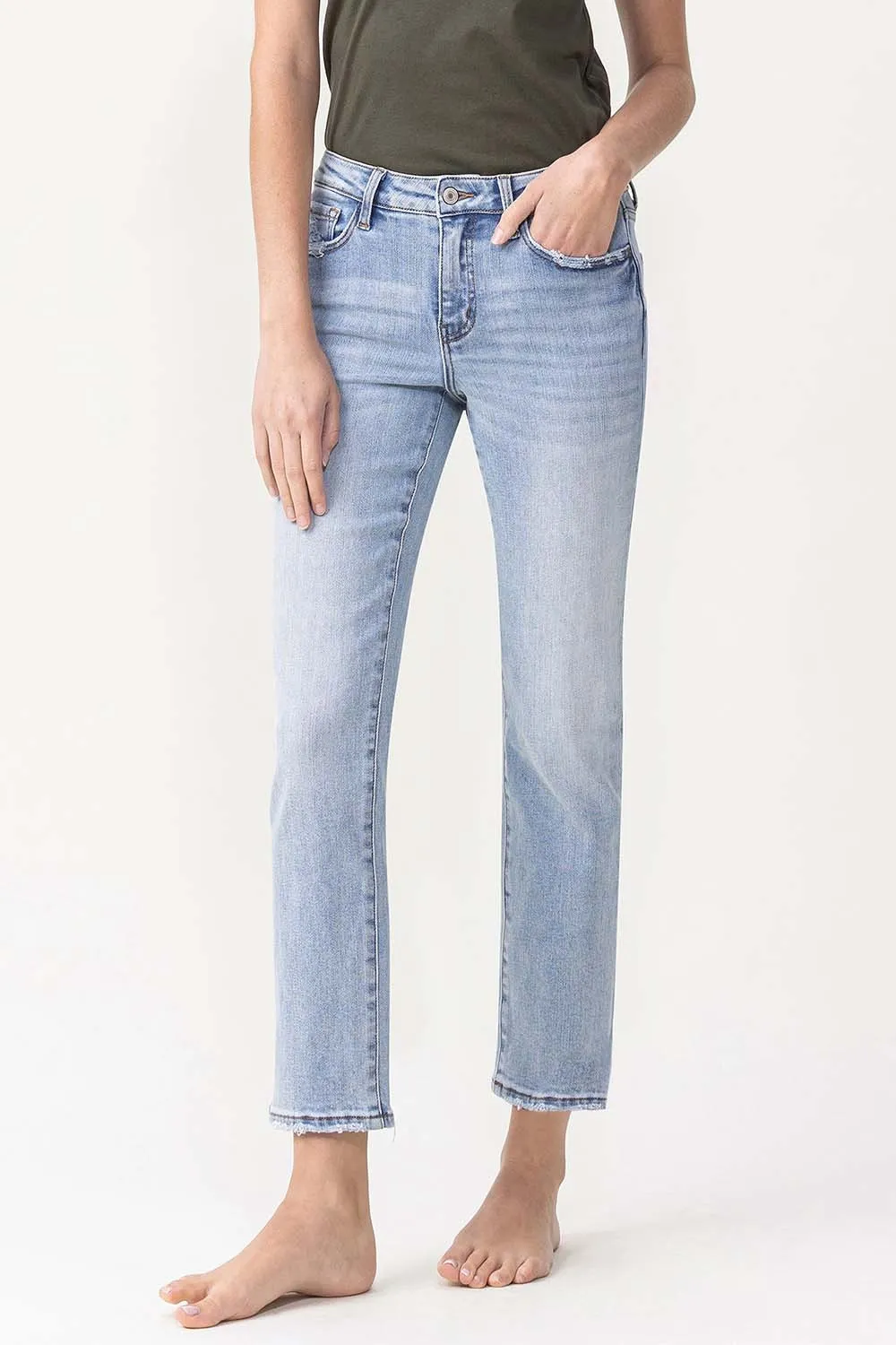 Here For Now Mid Rise Straight Leg Jeans