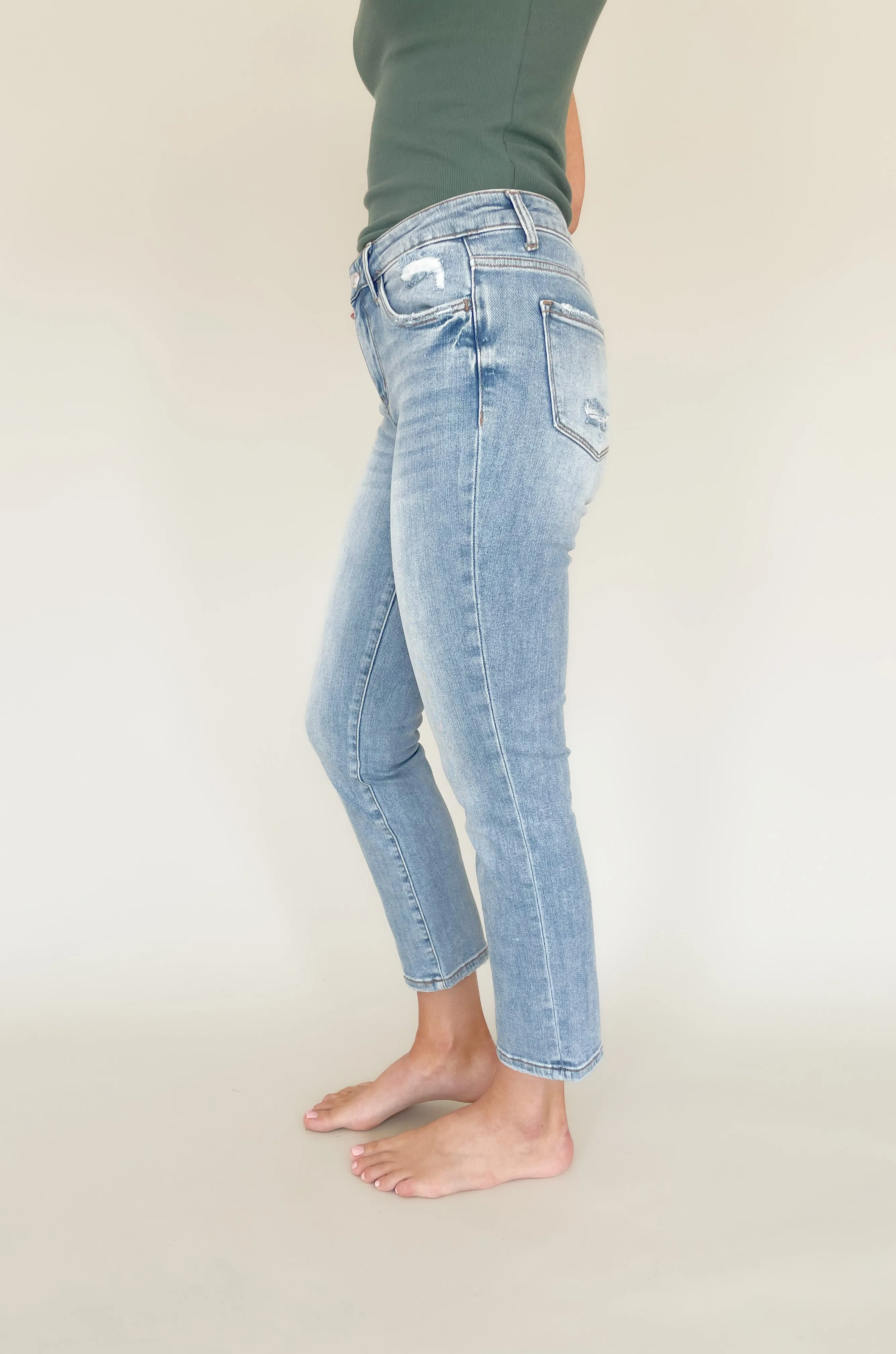 Here For Now Mid Rise Straight Leg Jeans