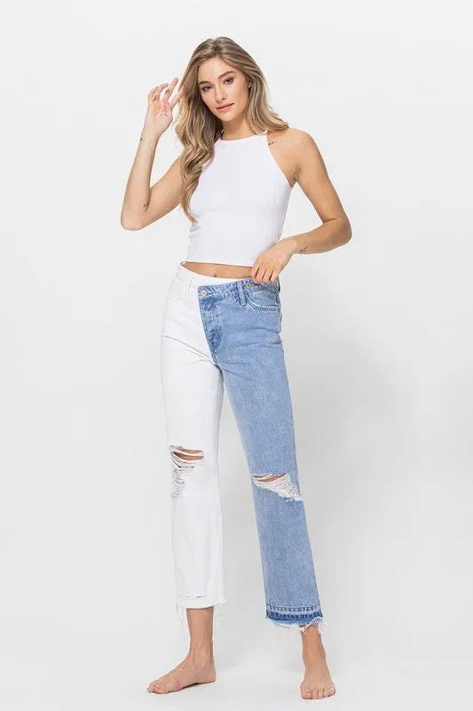 High Rise Crop Straight w/ Criss Cross WB Split 2T