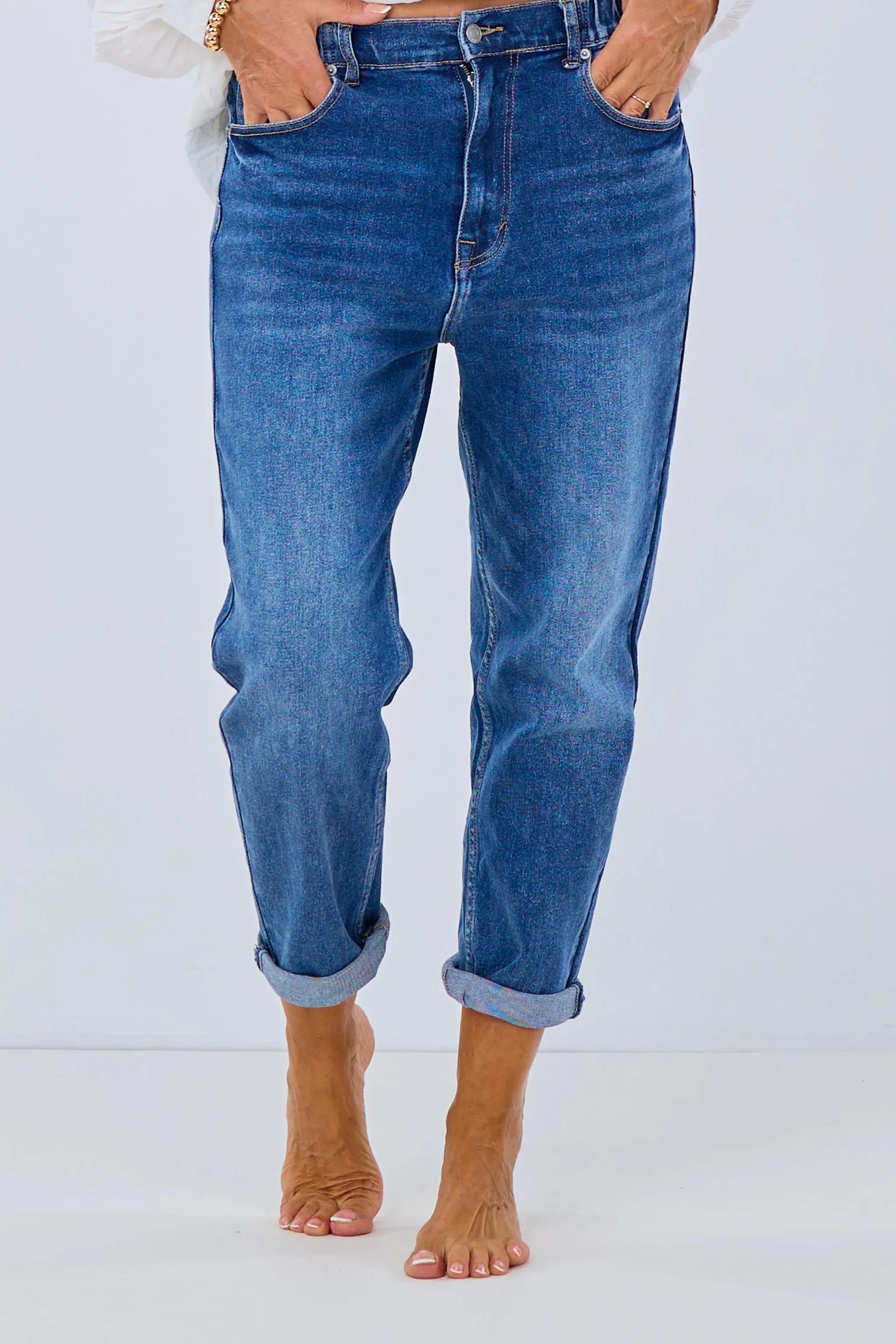 High Waist Jeans, dark denim