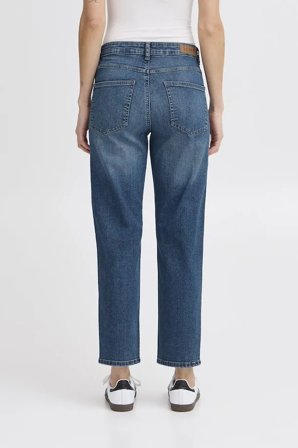 Iggy Straight Leg Cropped Jeans (Medium Blue)