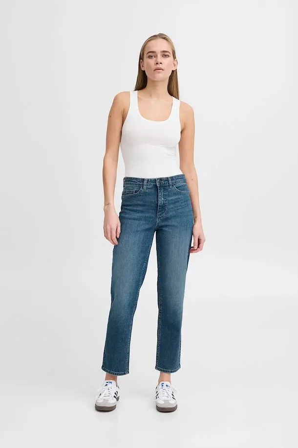 Iggy Straight Leg Cropped Jeans (Medium Blue)