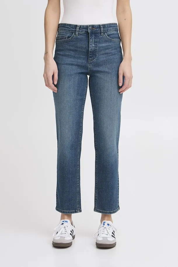 Iggy Straight Leg Cropped Jeans (Medium Blue)