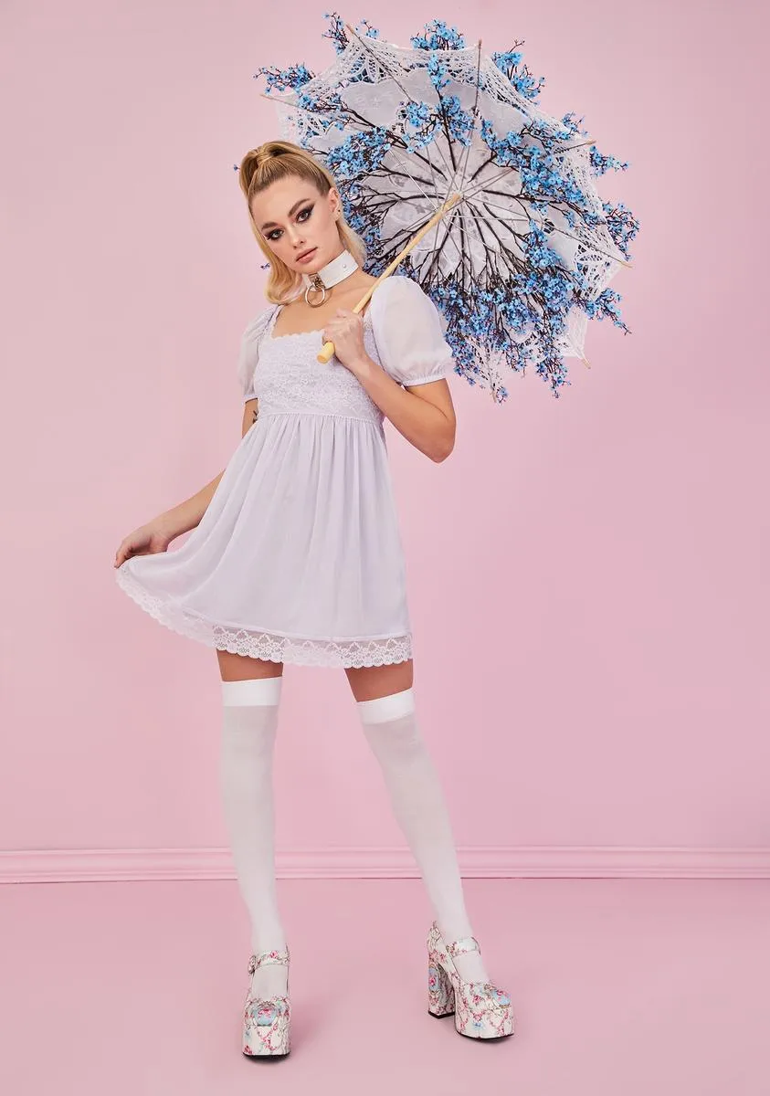 Iris Honeydew Pucker Babydoll Dress