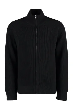 ISABEL MARANT Men's Black High Collar Merinos Wool Zipped Cardigan for Fall/Winter 2023