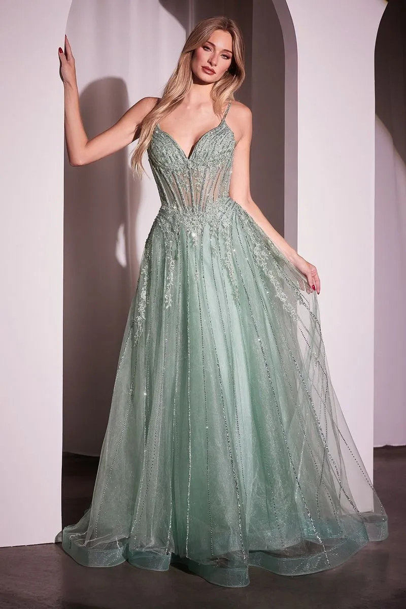 JAŠA Embellished Crystal Tulle A Line Prom & Formal Dress