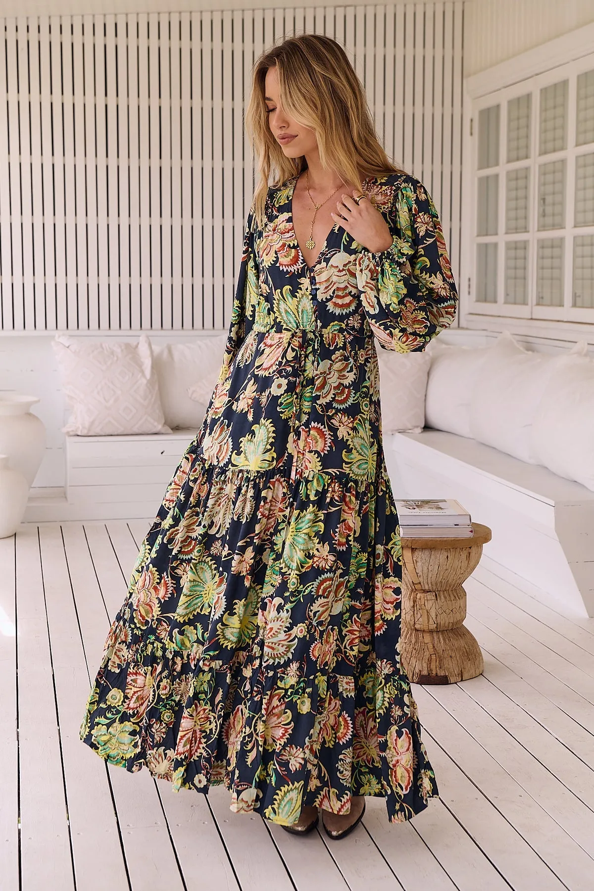 Jaase Teresa Maxi Dress Long Billowy Sleeve - Brielle Collection